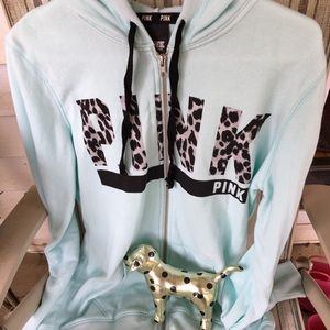 Vs pink cheetah /Aztec full zip hoodie